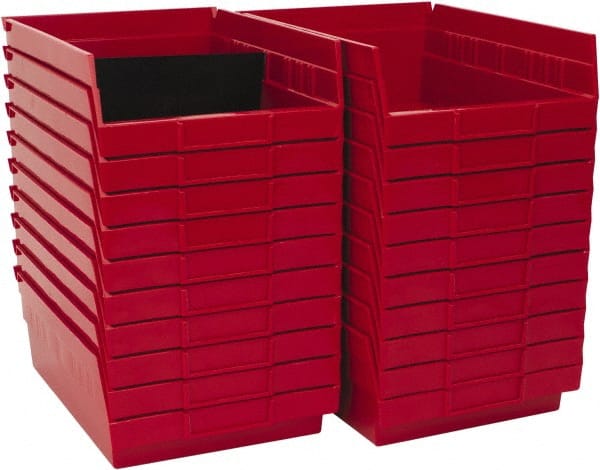 Plastic Hopper Shelf Bin: Red MPN:QSB107RDCS - Pkg Qty 20