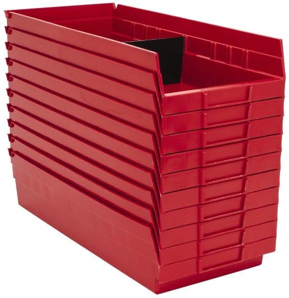 Plastic Hopper Shelf Bin: Red MPN:QSB108RDCS - Pkg Qty 10