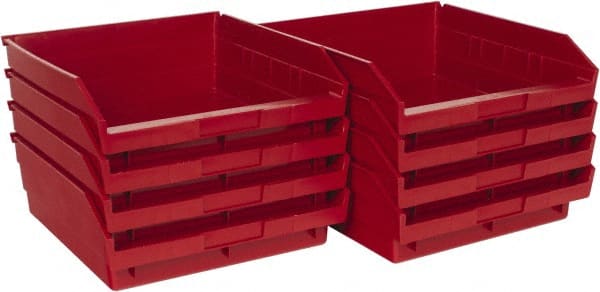 Plastic Hopper Shelf Bin: Red MPN:QSB109RDCS - Pkg Qty 8