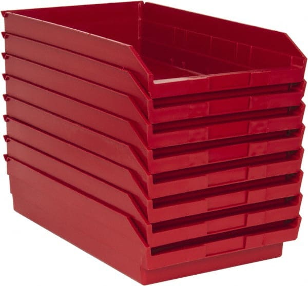 Plastic Hopper Shelf Bin: Red MPN:QSB110RDCS - Pkg Qty 8