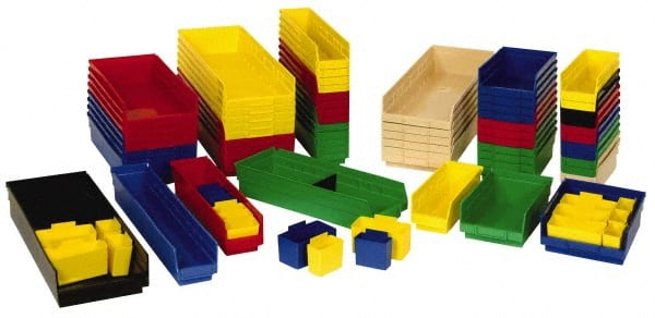 Plastic Hopper Shelf Bin: Red MPN:QSB114RDCS - Pkg Qty 6
