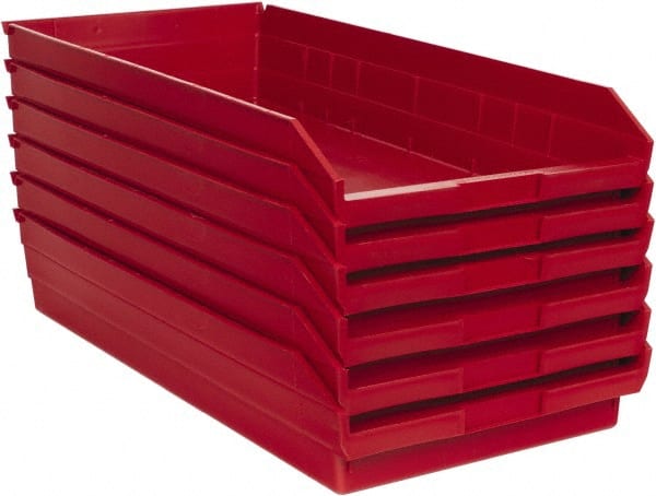 Plastic Hopper Shelf Bin: Red MPN:QSB116RDCS - Pkg Qty 6