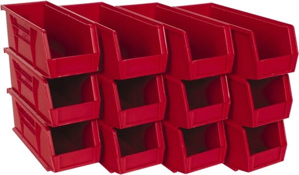 Plastic Hopper Stacking Bin: Red MPN:QUS224RDCS - Pkg Qty 12