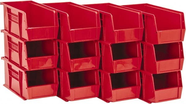 Plastic Hopper Stacking Bin: Red MPN:QUS230RDCS - Pkg Qty 12