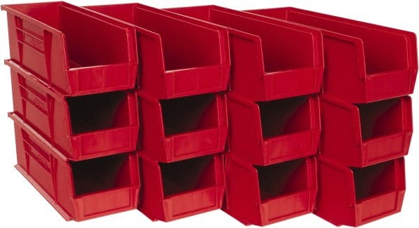 Plastic Hopper Stacking Bin: Red MPN:QUS234RDCS - Pkg Qty 12