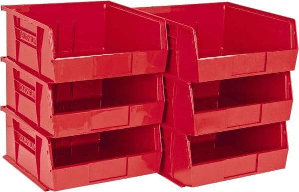 Plastic Hopper Stacking Bin: Red MPN:QUS235RDCS - Pkg Qty 6