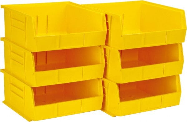 Plastic Hopper Stacking Bin: Yellow MPN:QUS235YLCS - Pkg Qty 6