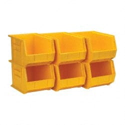 Plastic Hopper Stacking Bin: Yellow MPN:QUS239YLCS - Pkg Qty 6
