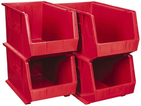 Plastic Hopper Stacking Bin: Red MPN:QUS260RDCS - Pkg Qty 4