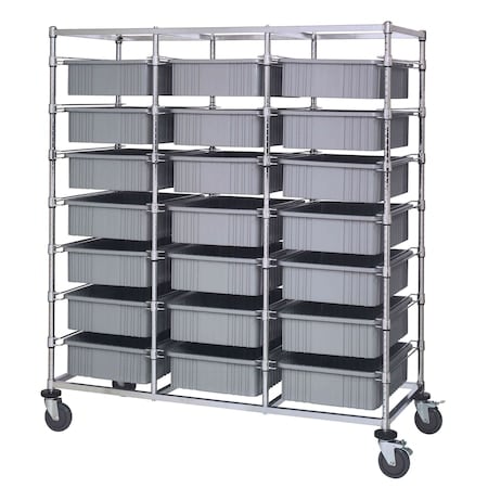 TRIPLE BAY BIN CART W/ DIVIDABLE GRIDS GRAY MPN:BC216069M1TGY