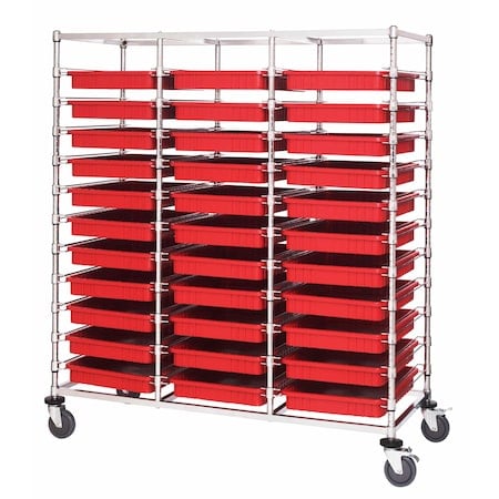 TRIPLE BAY BIN CART W/ DIVIDABLE GRIDS RED MPN:BC216069M2TRD