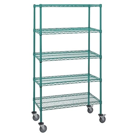 Mobile Stem Caster Cart, Green, 5 Shelves MPN:M1836P47-5