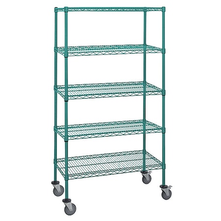 Mobile Stem Caster Cart, Green, 5 Shelves MPN:M1860P46-5