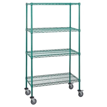 Mobile Stem Caster Cart, Green, 4 Shelves MPN:M2448P46