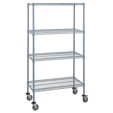 Mobile Stem Caster Cart, Gray, 4 Shelves MPN:M2460GY46