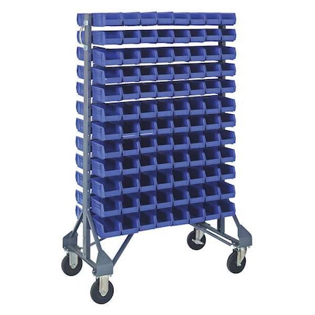 Steel Mobile Bin Rail Floor Rack, 36 in D x 53 in H x 20 in W, Blue MPN:MQRU-12D-210-192BL