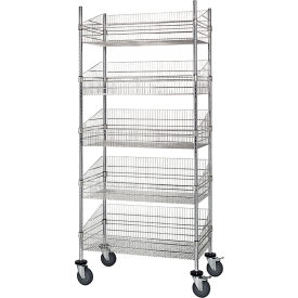 Quantum® 5 Shelf Chrome Basket Wire Shelving Unit Starter 24