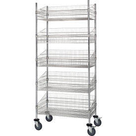 Quantum® 5 Shelf Chrome Basket Wire Shelving Unit Starter 48