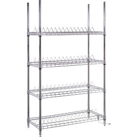 Quantum® 4 Shelf Chrome 60 Reel Wire Shelving Unit Starter 36