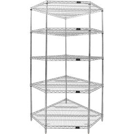 Quantum® 5 Shelf Chrome Corner Wire Shelving Unit 36