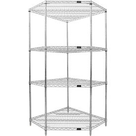 Quantum® 4 Shelf Chrome Corner Wire Shelving Unit 42