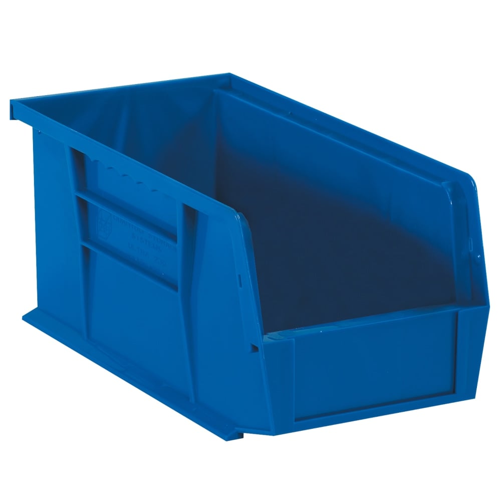 Partners Brand Plastic Stack & Hang Bin Boxes, Small Size, 10 7/8in x 5 1/2in x 5in, Blue, Pack Of 12 MPN:BINP1155B