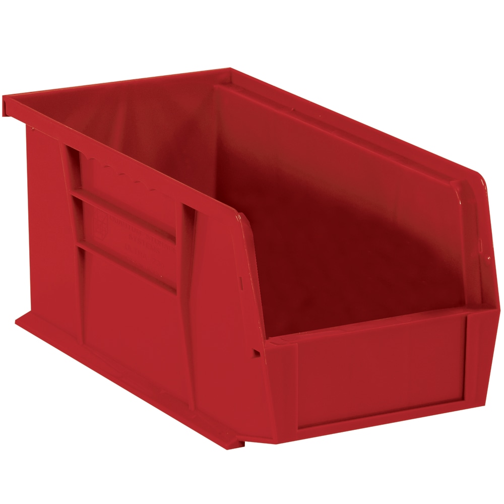 Partners Brand Plastic Stack & Hang Bin Boxes, Small Size, 10 7/8in x 5 1/2in x 5in, Red, Pack Of 12 MPN:BINP1155R
