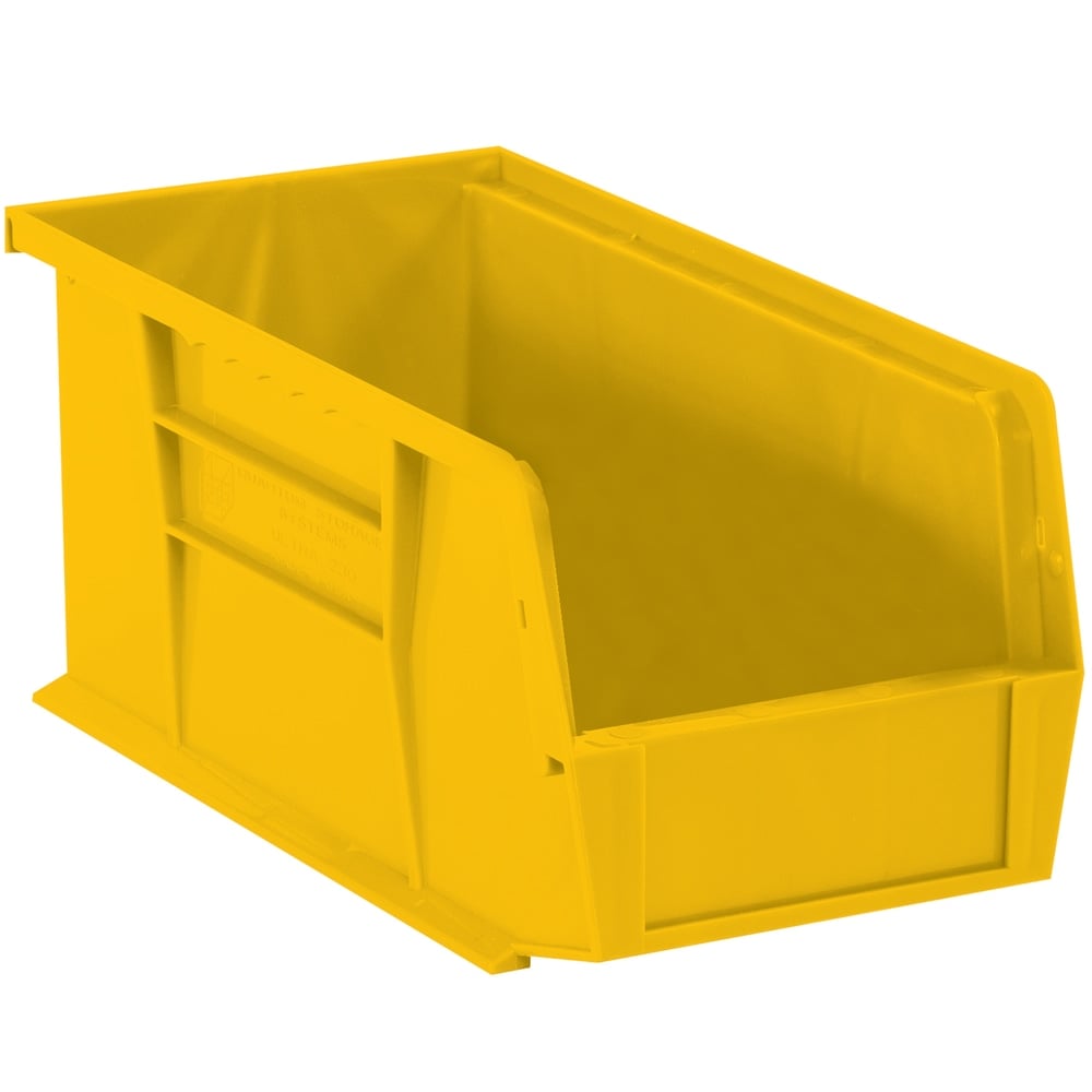 Partners Brand Plastic Stack & Hang Bin Boxes, Medium Size, 14 3/4in x 8 1/4in x 7in, Yellow, Pack Of 12 MPN:BINP1487Y