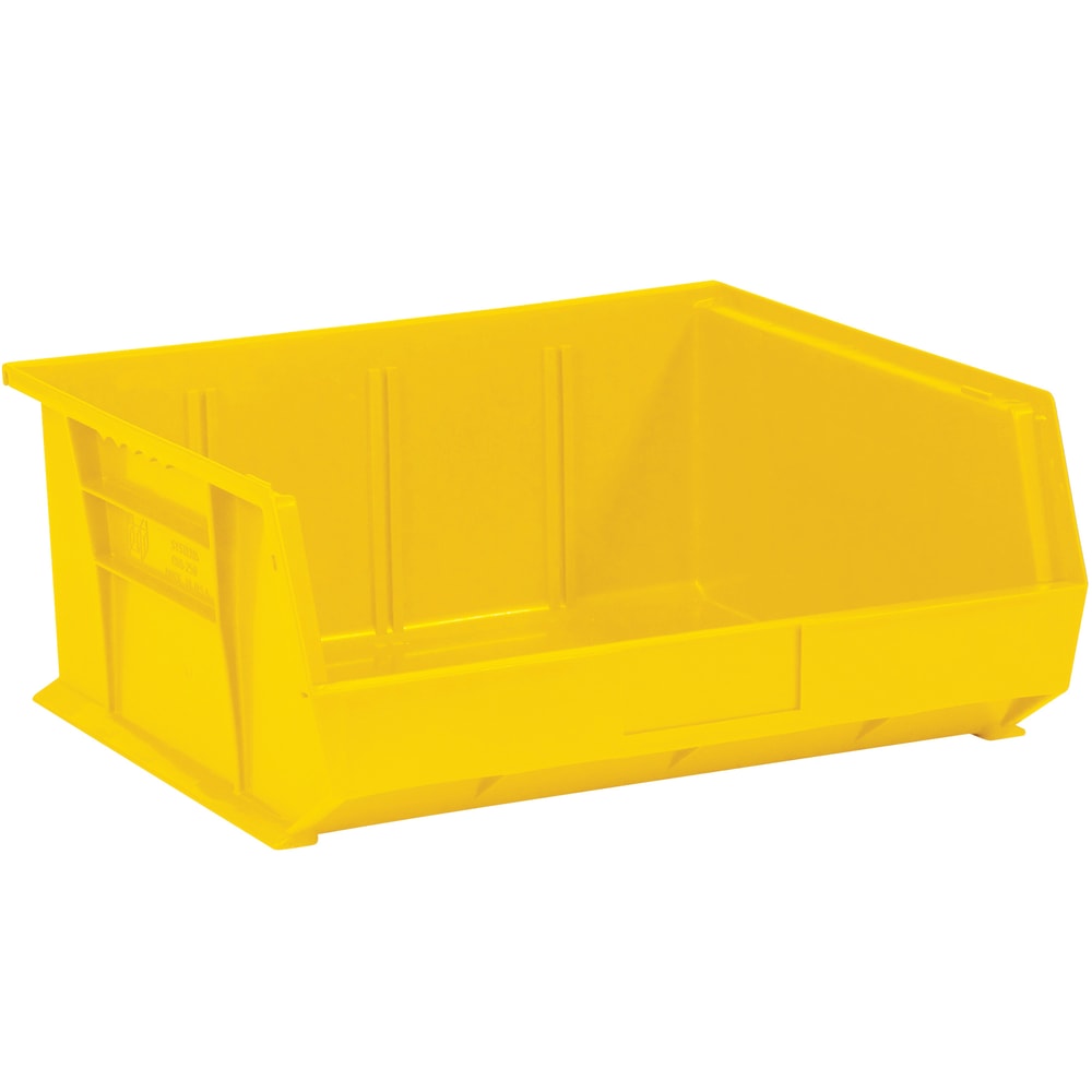 Partners Brand Plastic Stack & Hang Bin Boxes, Medium Size, 14 3/4in x 16 1/2in x 7in, Yellow, Pack Of 6 MPN:BINP1516Y