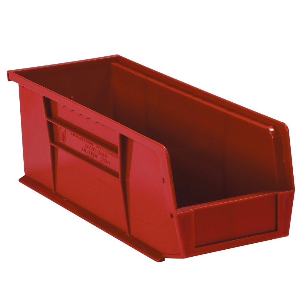 Partners Brand Plastic Stack & Hang Bin Boxes, Small Size, 14 3/4in x 5 1/2in x 5in, Red, Pack Of 12 MPN:BINP1555R