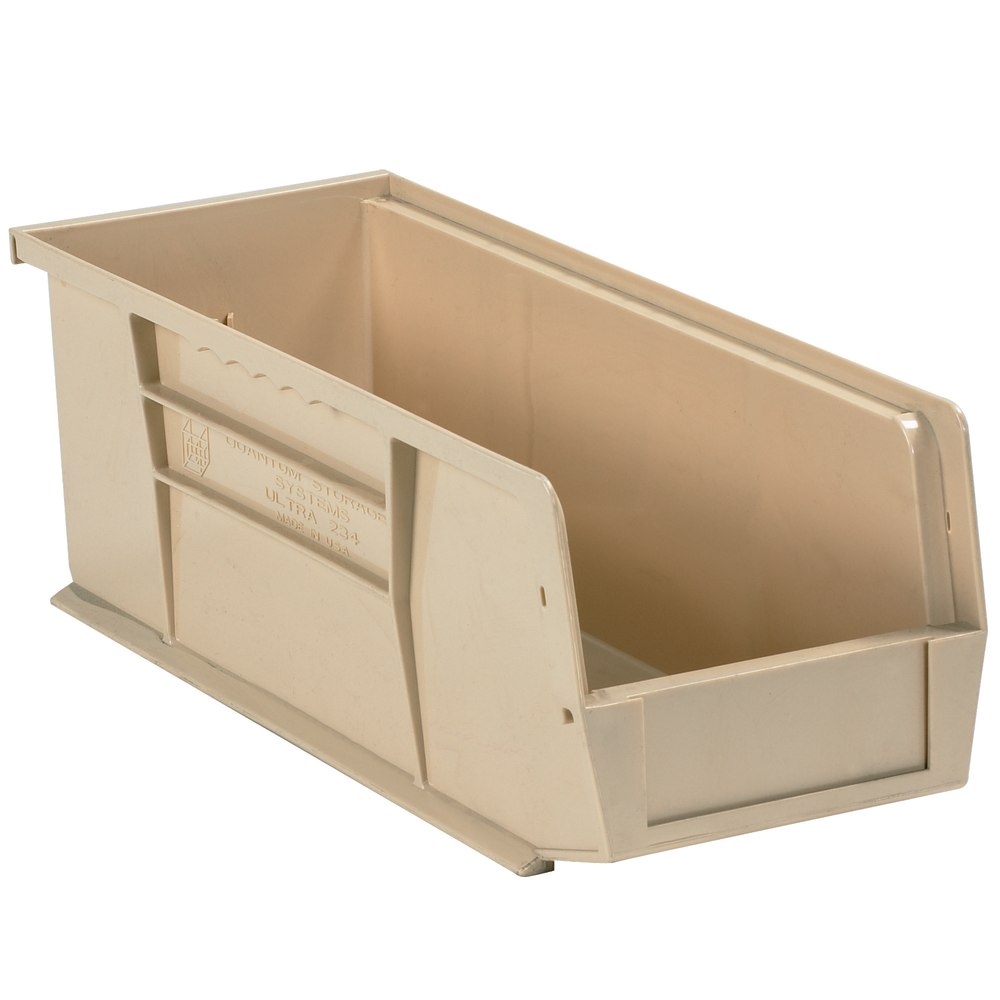 Partners Brand Plastic Stack & Hang Bin Boxes, Small Size, 14 3/4in x 5 1/2in x 5in, Ivory, Pack Of 12 MPN:BINP1555V