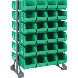 Quantum QRU-12D-240-48 Double Sided 12 Rail Unit With 48 QUS240 Ultra Stack & Hang Bins Green QRU-12D-240-48GN