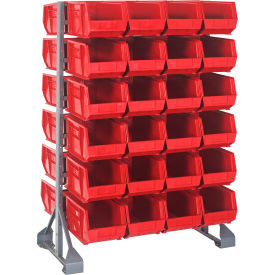 Quantum QRU-12D-240-48 Double Sided 12 Rail Unit With 48 QUS240 Ultra Stack & Hang Bins Red QRU-12D-240-48RD