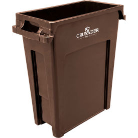 Quantum Storage® Crusader Thin Trash Can Container 16 Gallon Capacity Brown CTH-16BN