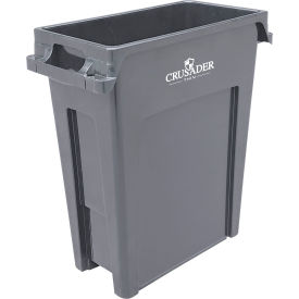 Quantum Storage® Crusader Thin Trash Can Container 16 Gallon Capacity Gray CTH-16GY