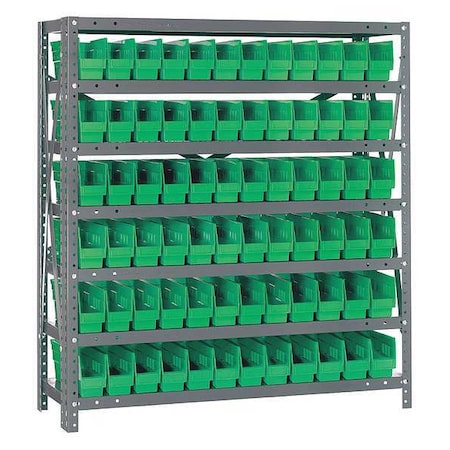 Steel Bin Shelving, 12 in D x 39 in H x 36 in W, 7 Shelves, Green MPN:1239-100GN