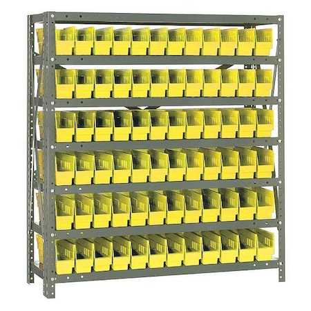 Steel Bin Shelving, 12 in D x 39 in H x 36 in W, 7 Shelves, Yellow MPN:1239-100YL