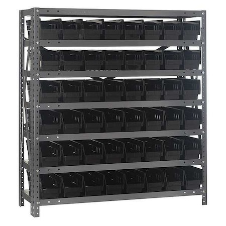 Steel Bin Shelving, 12 in D x 39 in H x 36 in W, 7 Shelves, Black MPN:1239-101BK