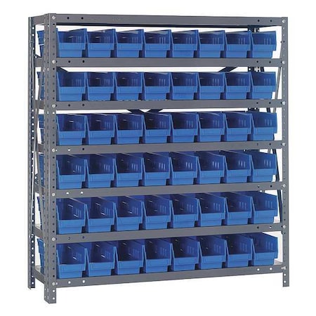 Steel Bin Shelving, 12 in D x 39 in H x 36 in W, 7 Shelves, Blue MPN:1239-101BL