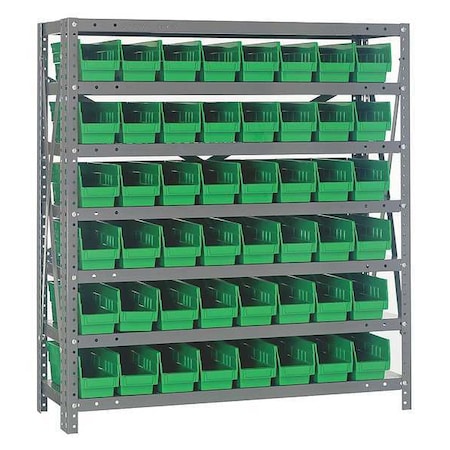 Steel Bin Shelving, 12 in D x 39 in H x 36 in W, 7 Shelves, Green MPN:1239-101GN