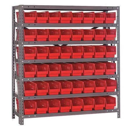 Steel Bin Shelving, 12 in D x 39 in H x 36 in W, 7 Shelves, Red MPN:1239-101RD
