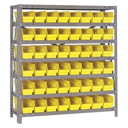 Steel Bin Shelving, 12 in D x 39 in H x 36 in W, 7 Shelves, Yellow MPN:1239-101YL