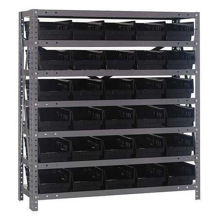 Steel Bin Shelving, 12 in D x 39 in H x 36 in W, 7 Shelves, Black MPN:1239-102BK