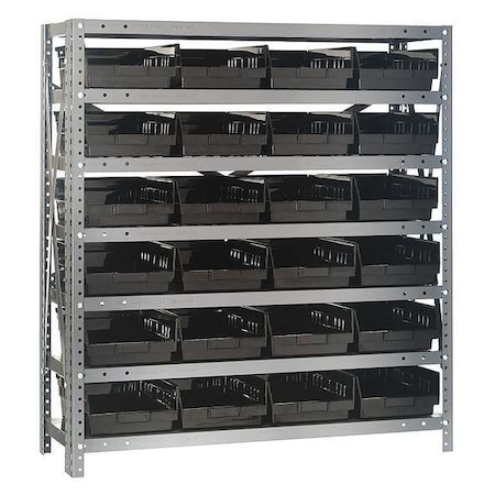 Steel Bin Shelving, 12 in D x 39 in H x 36 in W, 7 Shelves, Black MPN:1239-107BK