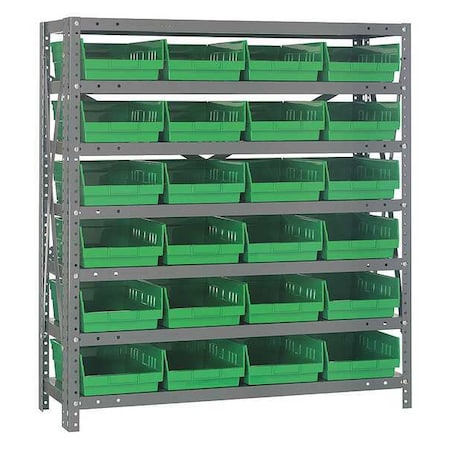 Steel Bin Shelving, 36 in W x 39 in H x 12 in D, 7 Shelves, Gray/Green MPN:1239-107GN