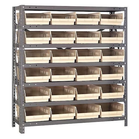 Steel Bin Shelving, 12 in D x 39 in H x 36 in W, 7 Shelves, Ivory MPN:1239-107IV