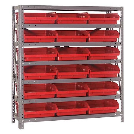Steel Bin Shelving, 12 in D x 39 in H x 36 in W, 7 Shelves, Red MPN:1239-109RD