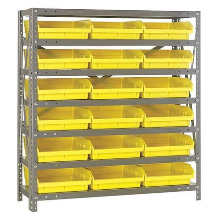 Steel Bin Shelving, 12 in D x 39 in H x 36 in W, 7 Shelves, Yellow MPN:1239-109YL