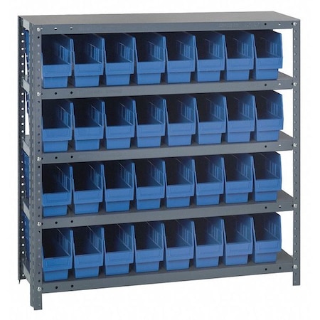 Steel Bin Shelving, 12 in D x 39 in H x 36 in W, 5 Shelves, Blue MPN:1239-201BL