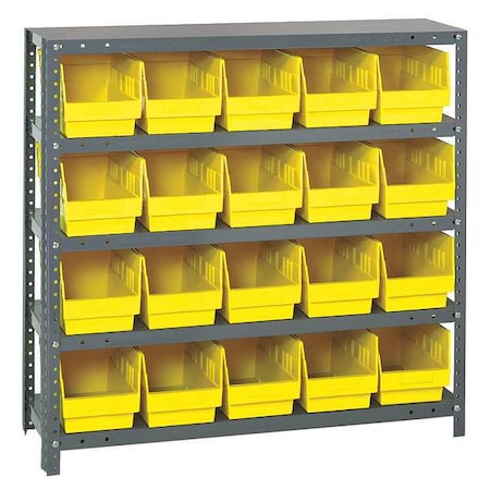 Steel Bin Shelving, 12 in D x 39 in H x 36 in W, 5 Shelves, Yellow MPN:1239-202YL